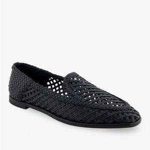 New Aerosoles Tailored‎ Nagle Black Loafers Woven Leather Comfort Flats Shoes